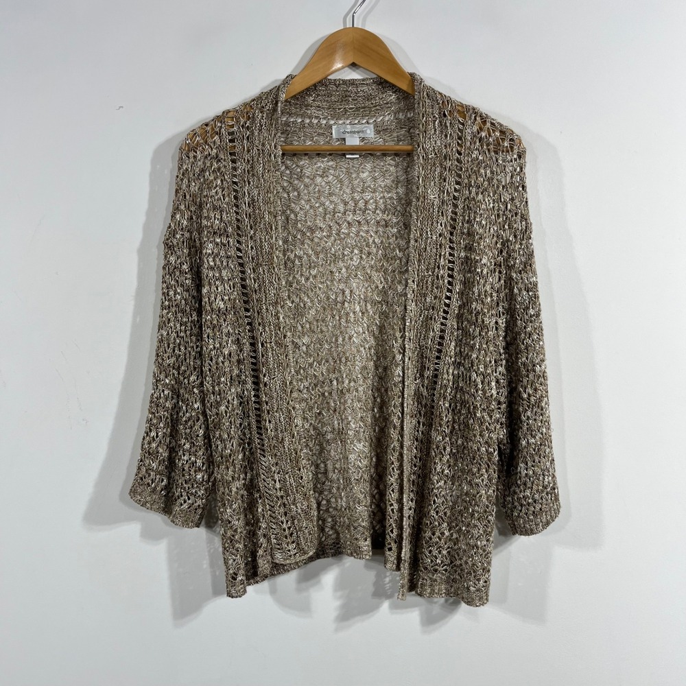 Dressbarn Fairy Grgunge Y2K Open Knit Boho Cardigan Sweater Womens XL Earthy